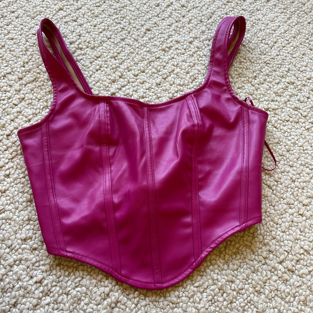 Pink pleather corset top